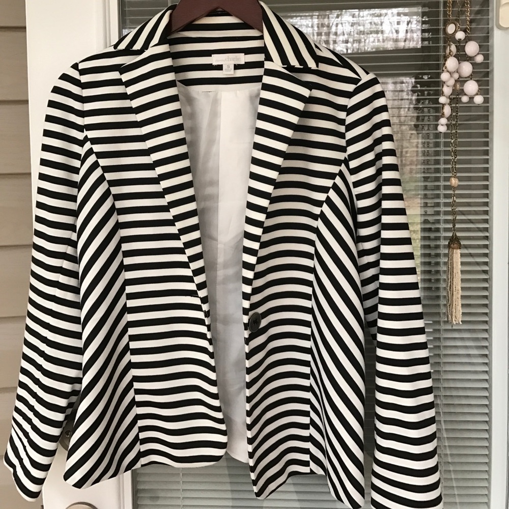 Charlie Charlie Black & White Striped Blazer